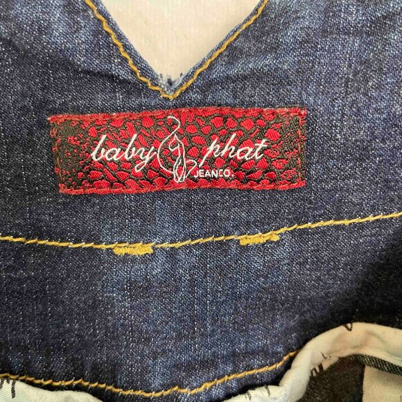 SALE! BABY PHAT Y2K Dark Denim Cuffed Shorts Size 13 Juniors - Picture 3 of 10